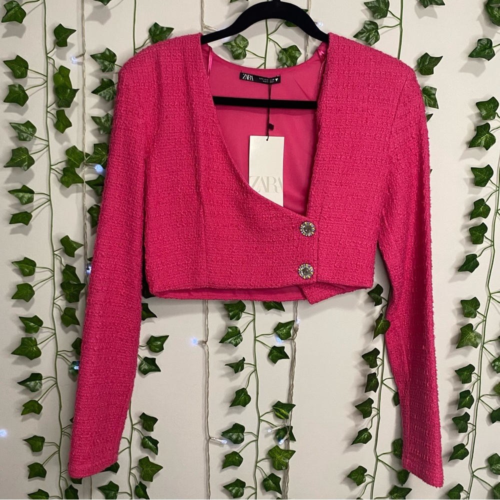 Pink Zara cropped blazer